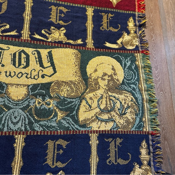 Vintage Christmas Tapestry Afghan Throw Blanket Joy To The World Noel 44x54 - Picture 4 of 15